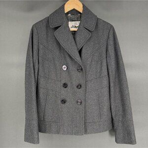 Guess Los Angeles Women's Wool Blend Short Peacoat L Gray Outerwear Old Money
